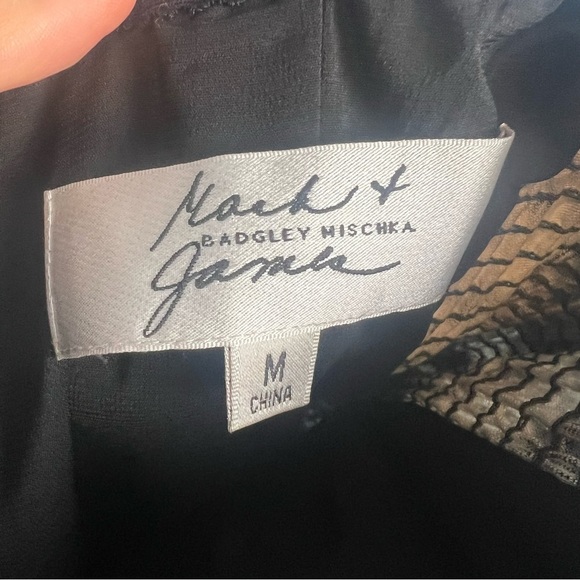 Mark & James Badgley Mischka Grey Silver Metallic Beaded Strapless Dress - Picture 11 of 11